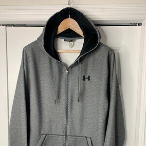 Under Armour Men’s XL Full Zip Hoodie Silver Grey 100% Polyester Athletic Style